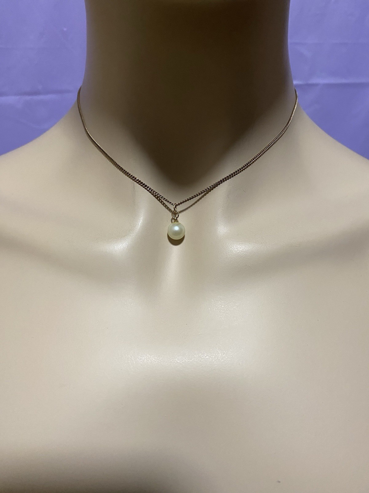 Vintage 12k Gold Filled Pearl Solitaire Necklace Approx 16 Inches