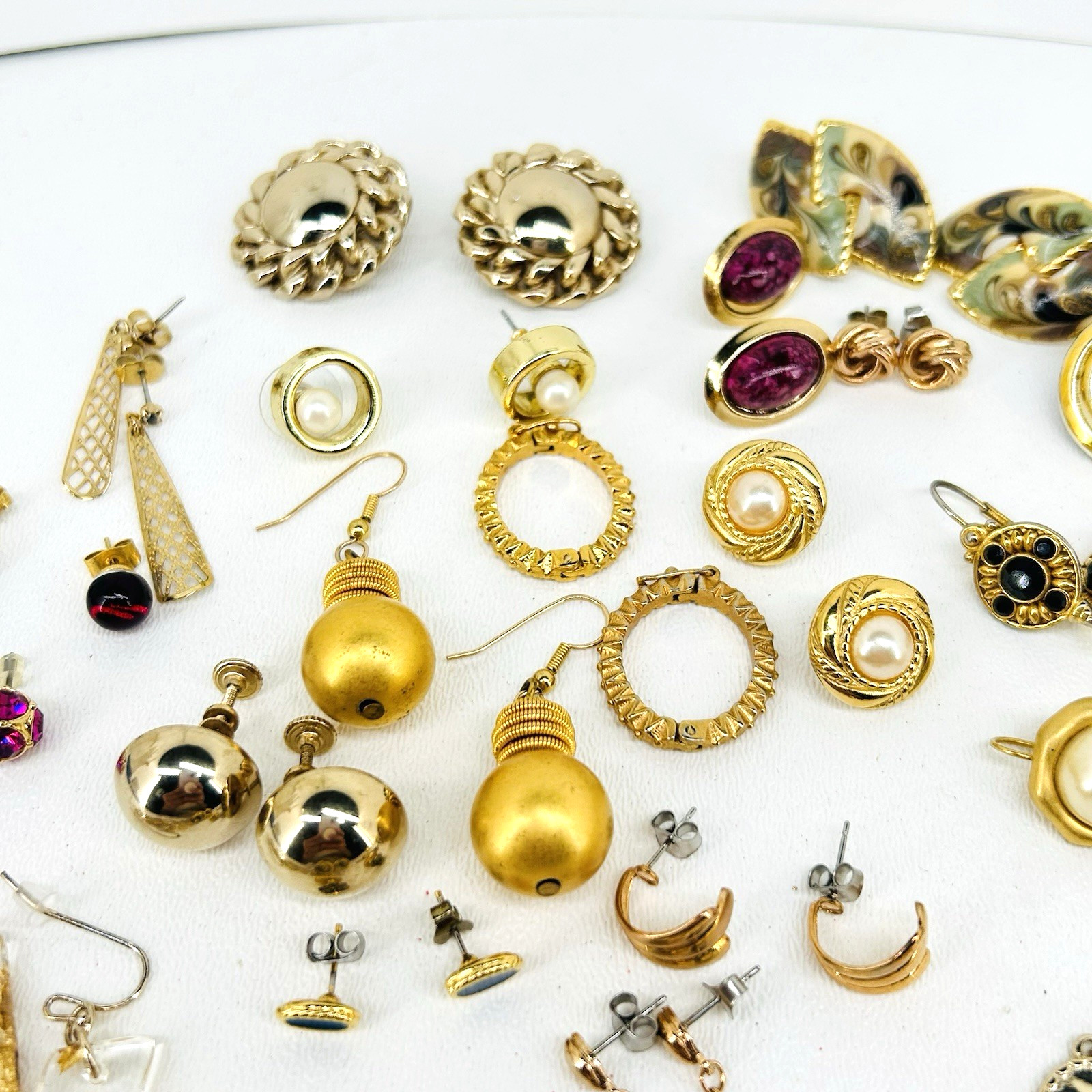 Lot 23 Pairs of Vintage to Modern Assorted Earrings Different Styles and Shapes
