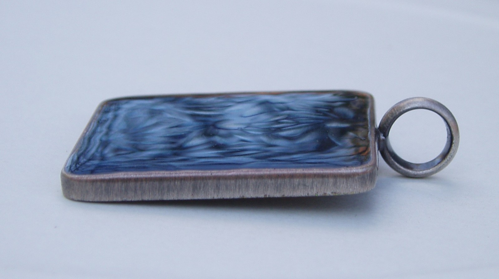 2 Vintage Pendants Epoxy Resin Pewter Metal Large Blue Floral & Green Sun Burst
