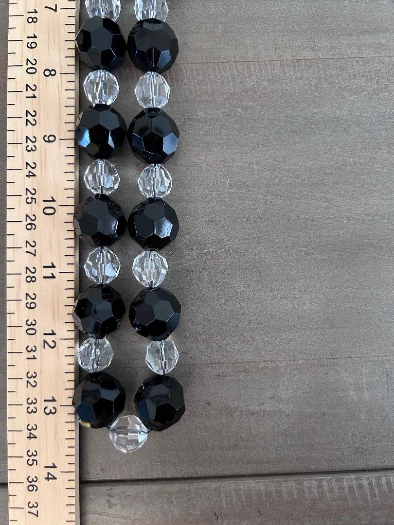 Necklace Black Clear Chunky Long Statement Oversized Beaded Glam Chic Y2K 2000s