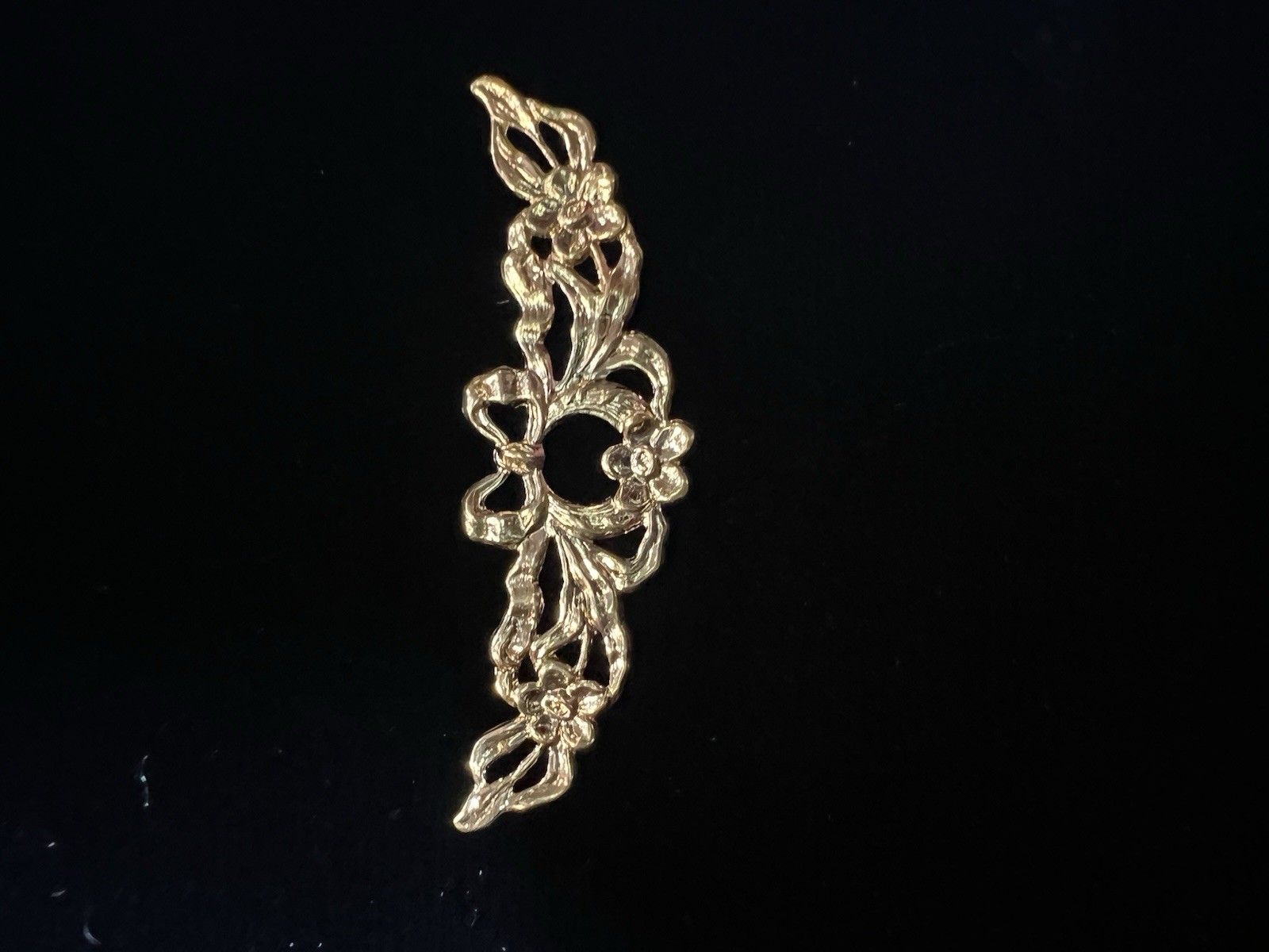 Large Vintage Gold Plated Brass Stamping Bows/Floral Sconce for Jewelry/Crafting