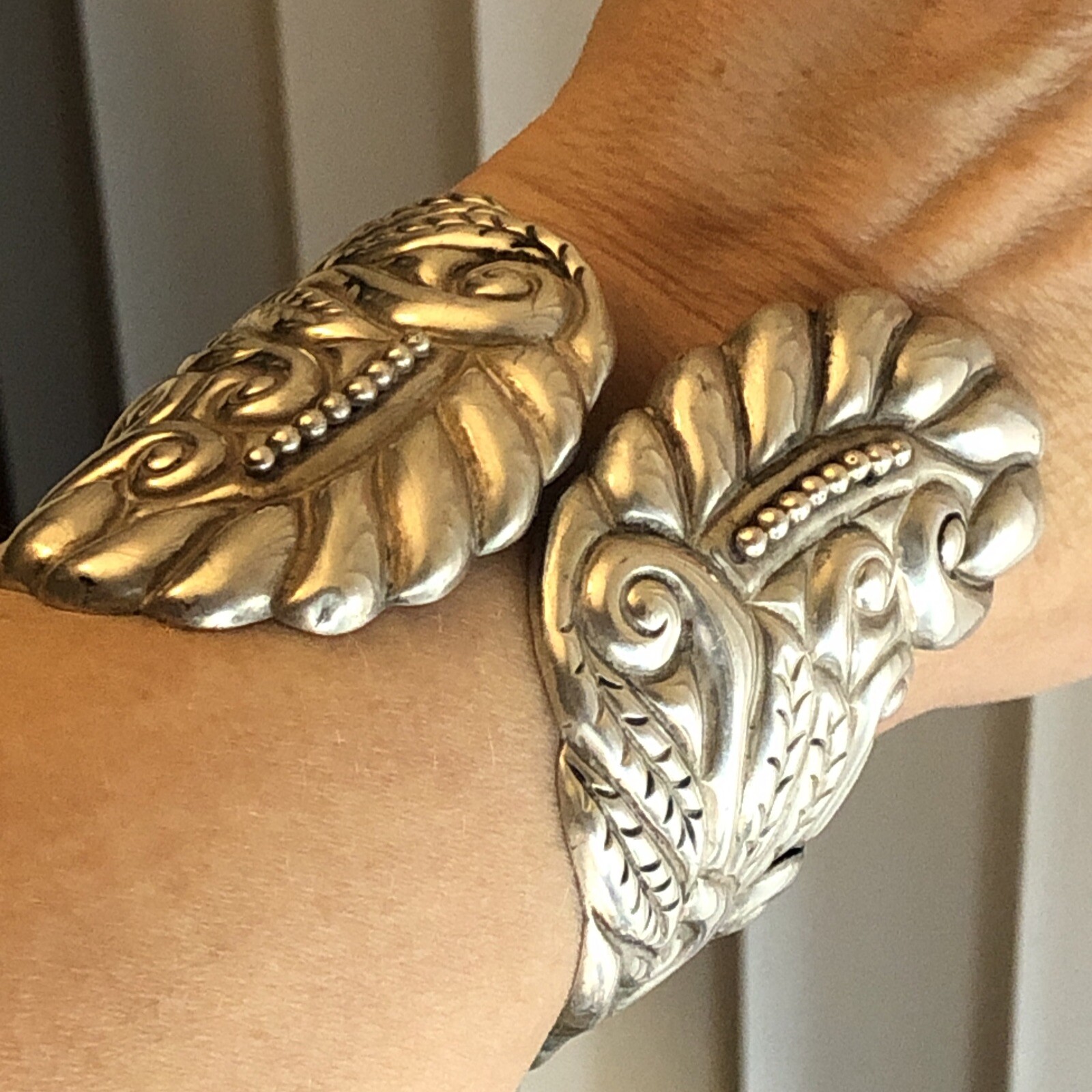 7. Vintage Beto Taxco Sterling Silver 925 Hinged Clamper Cuff Bracelet Mex As Is