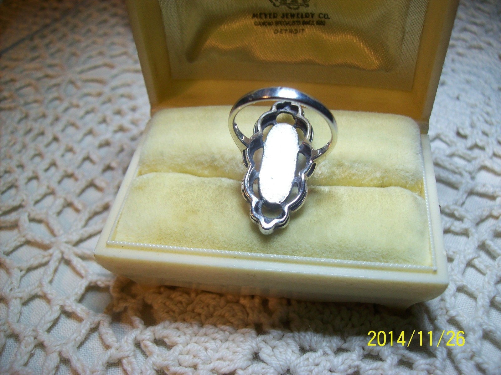 Masala CW Black Onyx & Marcasite Oblong Sterling Silver Filigree Vintage Ring