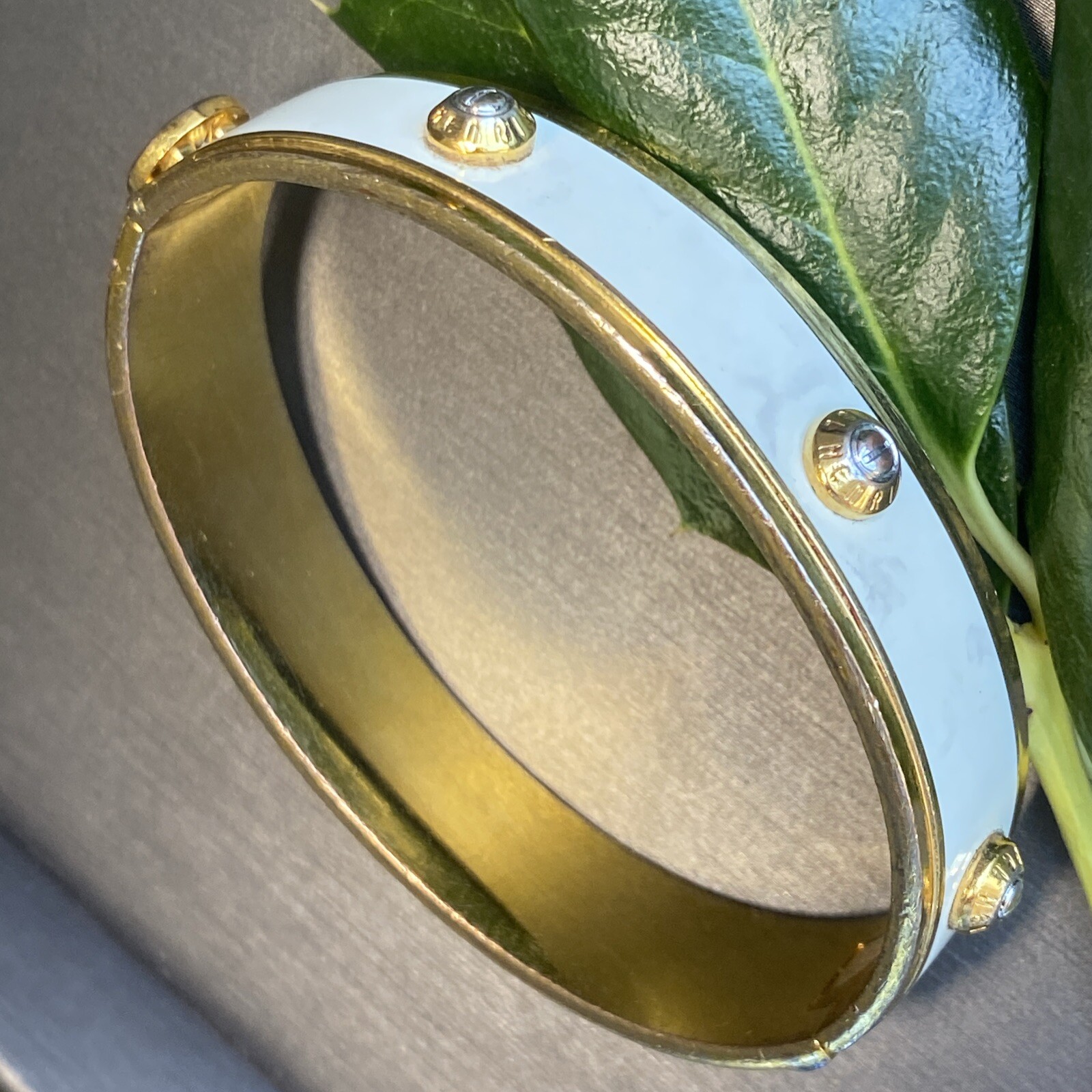 Vintage Henri Bendel Bangle Bracelet Estate Jewelry Pre-Owned Enamel Screw Logo