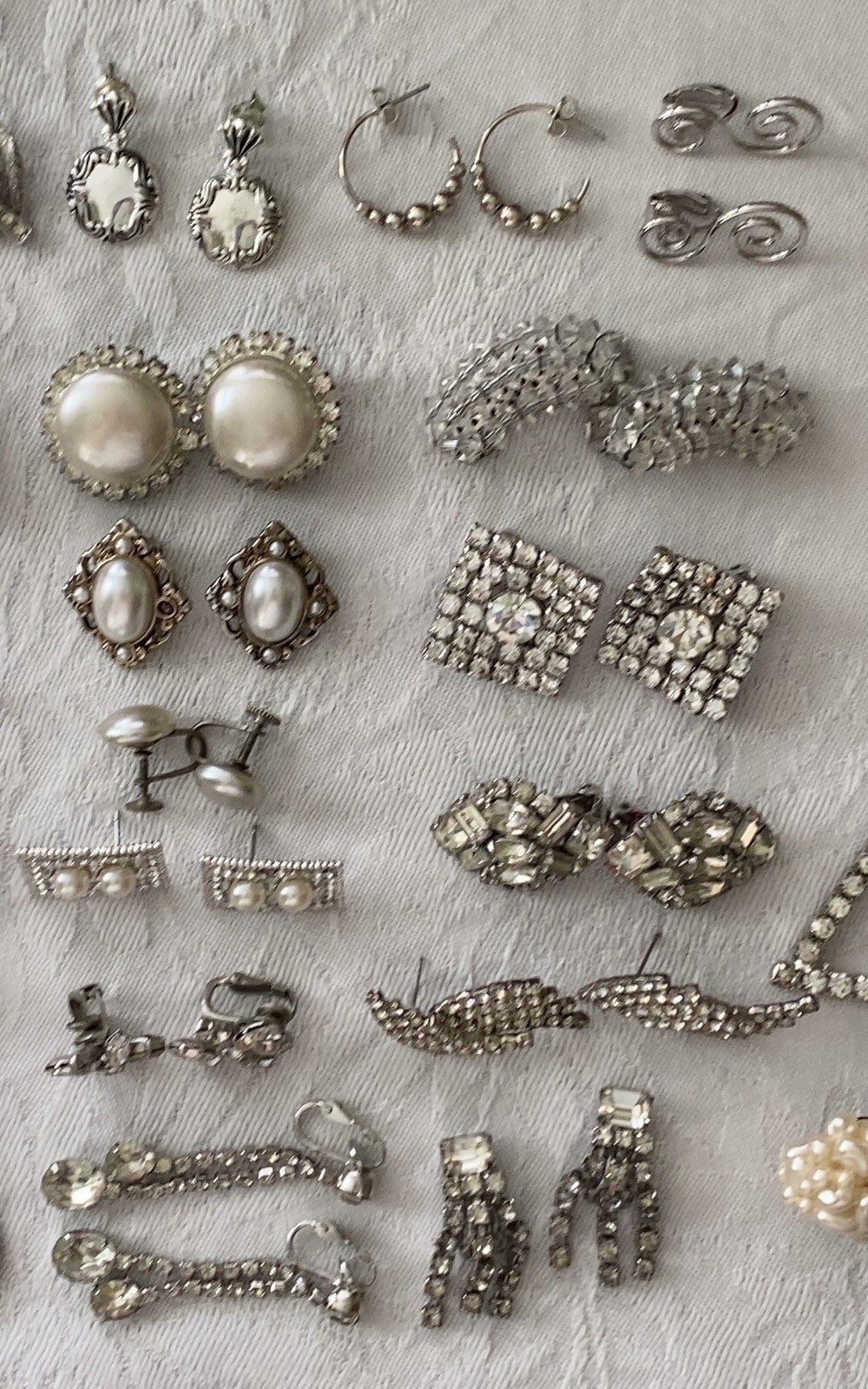 Vintage Earring Lot 40 Clip Dangle Statement Screw Sparkle Cocktail Wear Signed