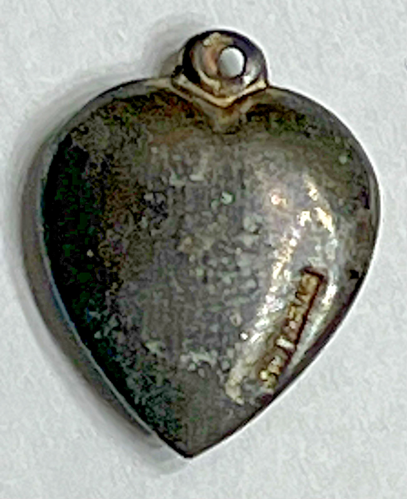 Sterling Silver Heart Flower Charm Puffy Enamel Pansy 925 Vintage Stamped Blue