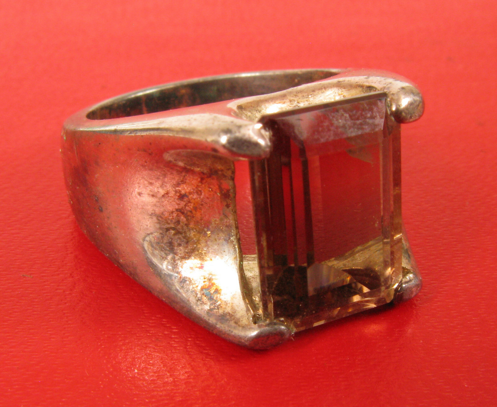 LINDENWOLD FINE JEWELERS STERLING SILVER SMOKEY TOPAZ COCKTAIL RING FINE !!