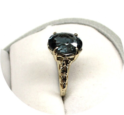 Pretty Blue-Green INDICOLITE Tourmaline Ring – 14k Solid Yellow Gold Mtg