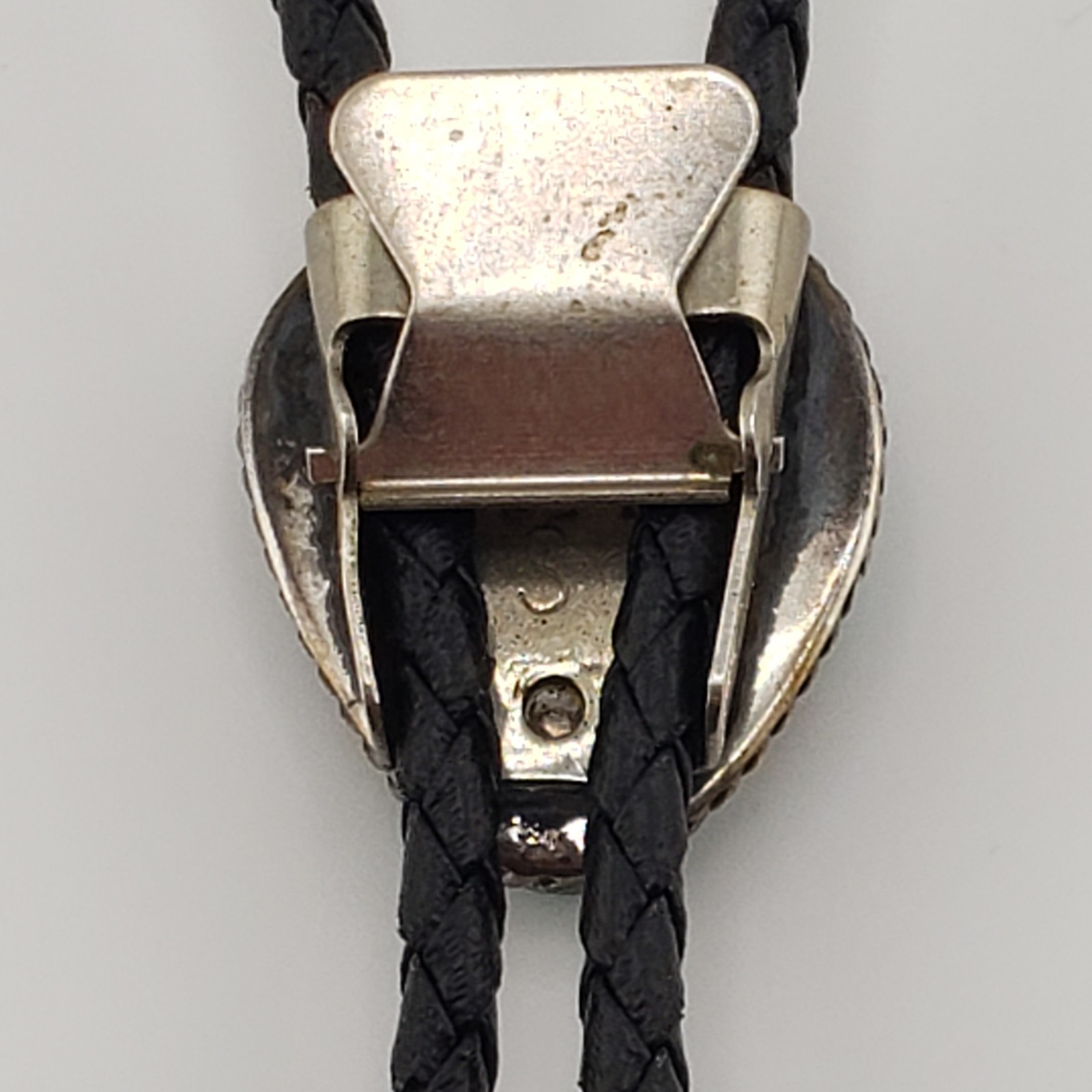 Vintage Turquoise Bolo Tie Sterling Silver Bezel Native American Signed S