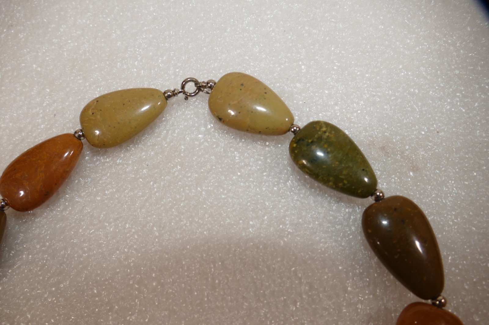Faux Polished Jasper Gemstones Fashion Statement Choker Necklace Earthtones