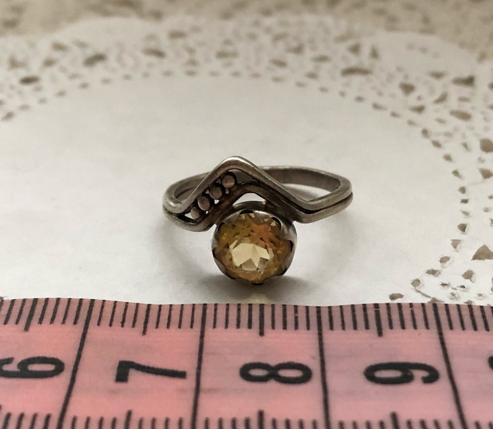 Fine Estate Jewelry Soviet Vintage Ring Sterling Silver 925 Citrine Size 6 USSR