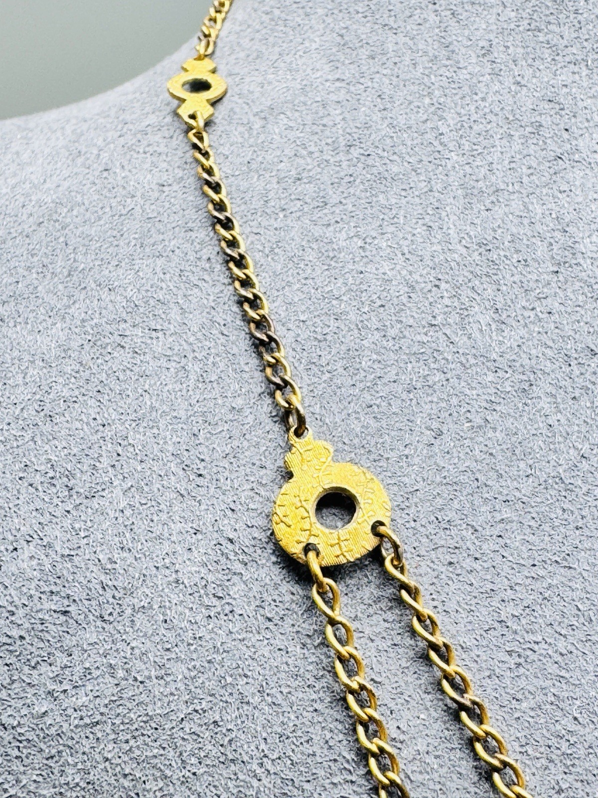 Antique Edwardian Gold Filled Festoon Necklace Rose Cut Purple Paste Stones