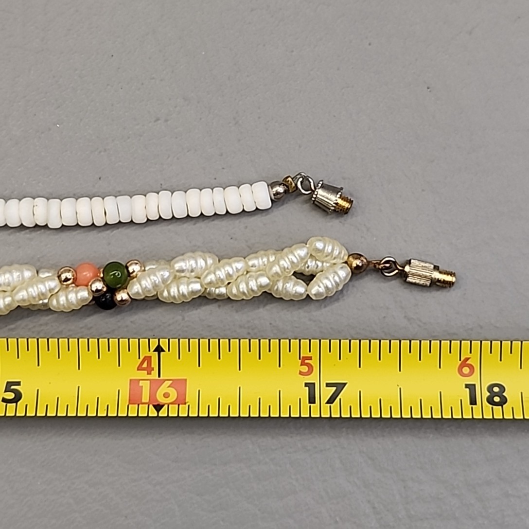 Vintage Beaded Necklace Lot of 2 MOP Faux Pearl Twist 17-18″