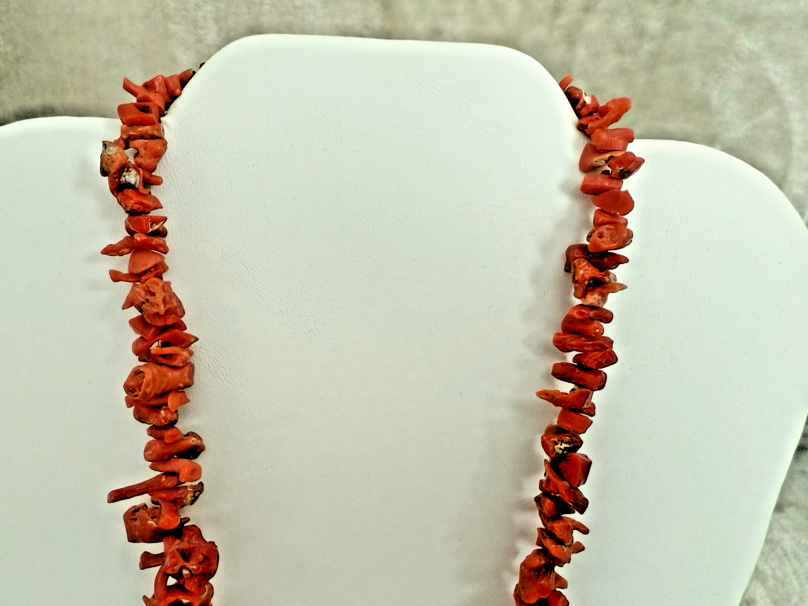 Vintage Salmon Red Branch Coral 19 ” Graduated Statement Necklace VERY NICE