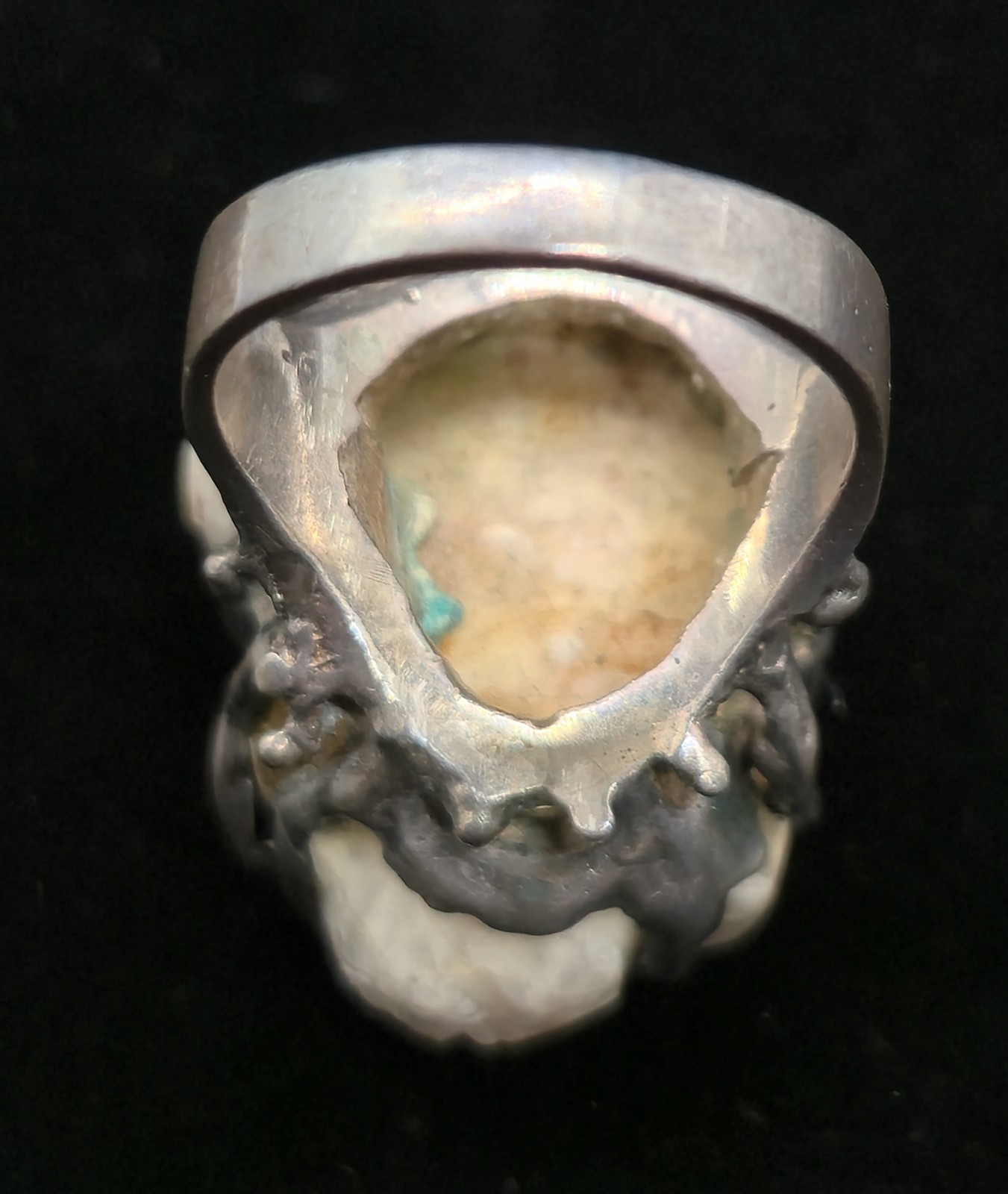 Vtg Brutalist Sterling Silver Pale Lilac Amethyst Geode Ring