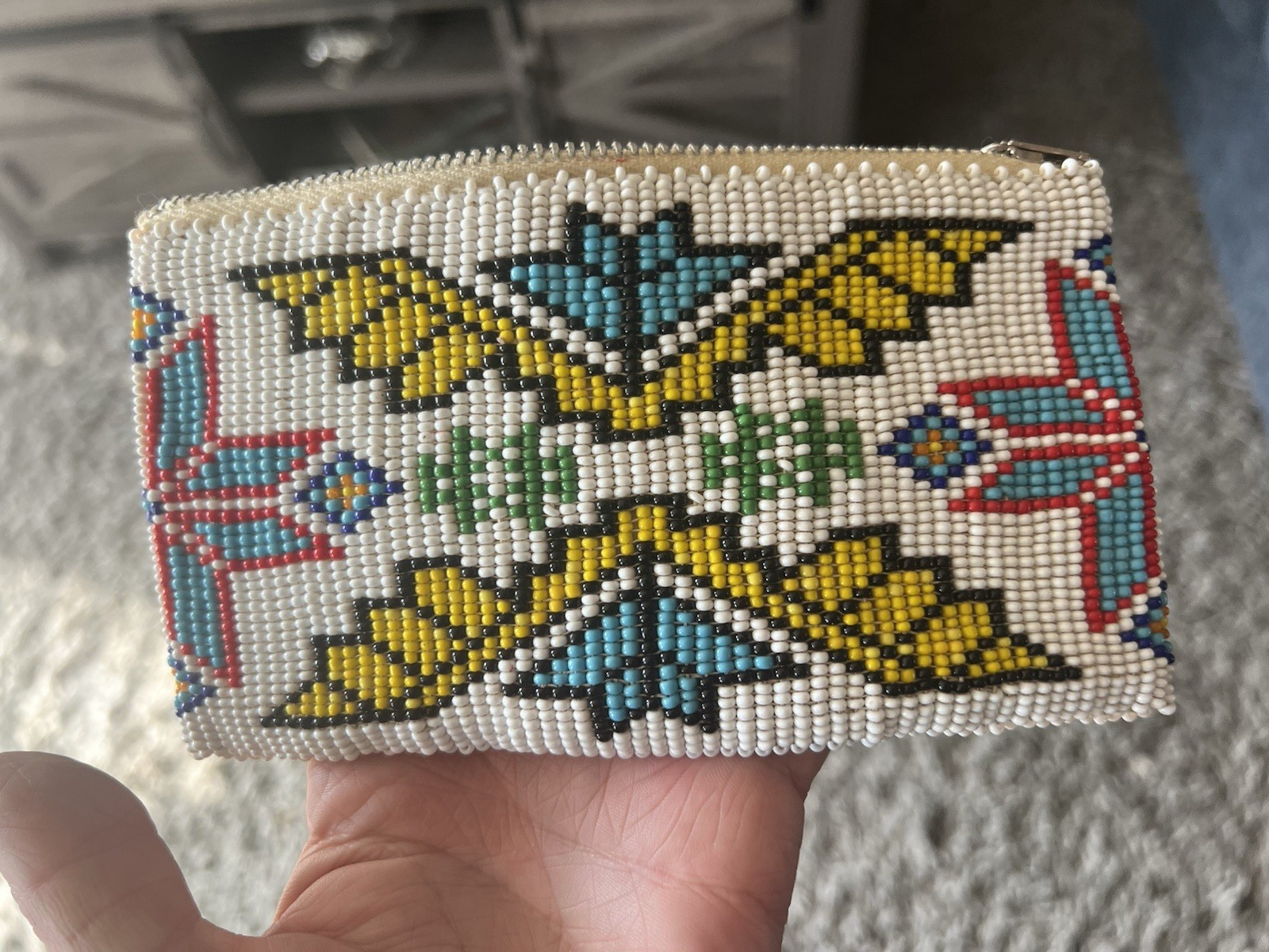 Vintage Native American Seed Bead Coin Purse Wallet Barrette Necklaces Lot