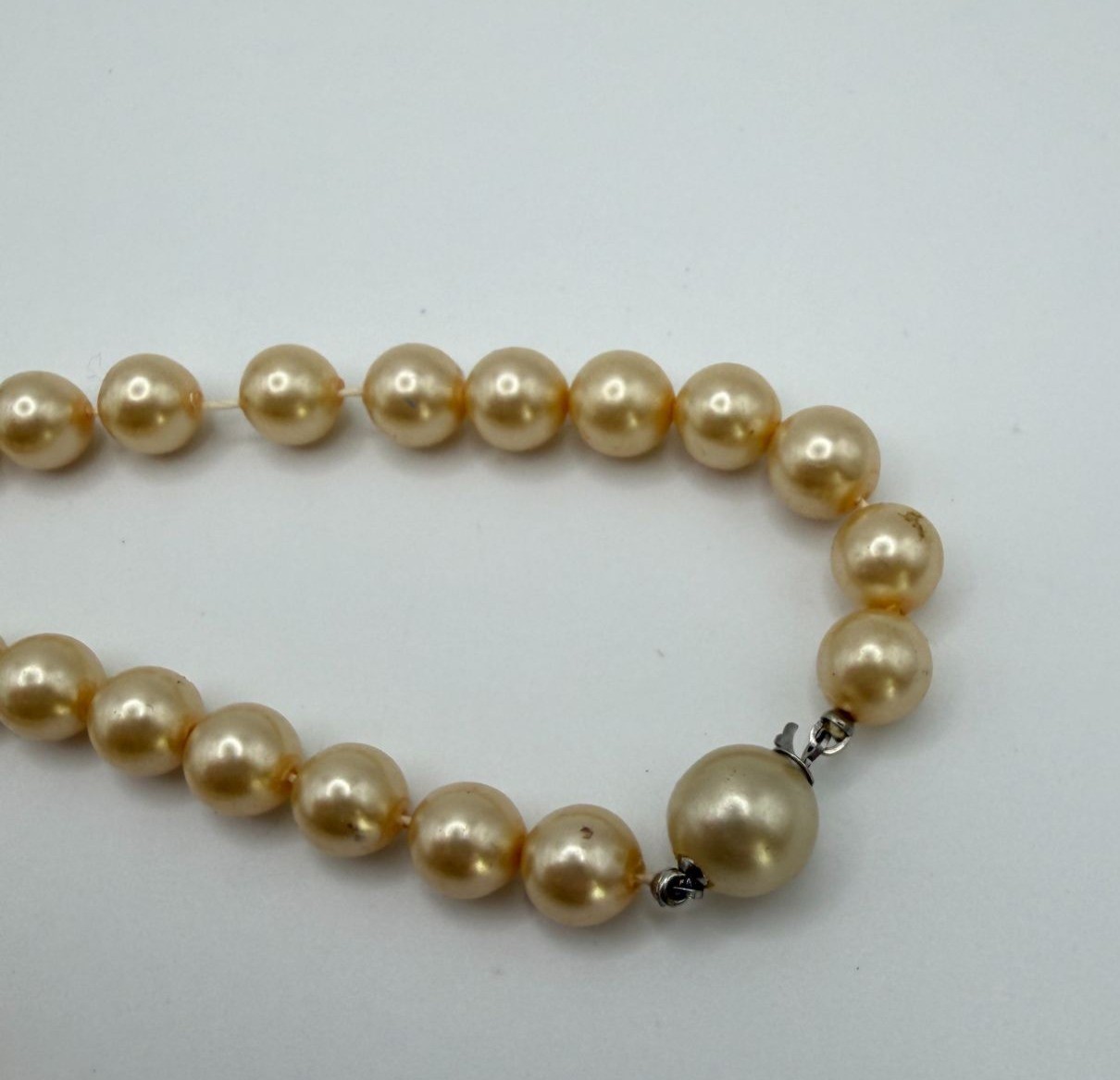 Vintage Long Faux Pearl Strand Necklace Beaded 52″ Elegant Minimalist Classic