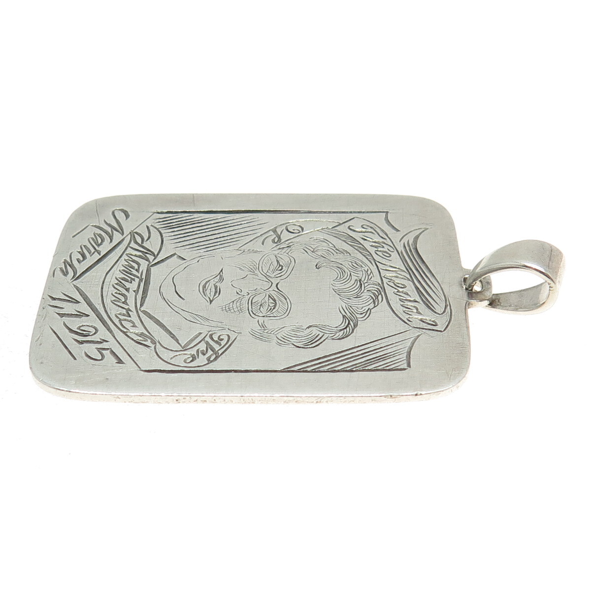 925 Sterling Silver Antique 1915 “The Medal of The Matriarch” Engraved Pendant