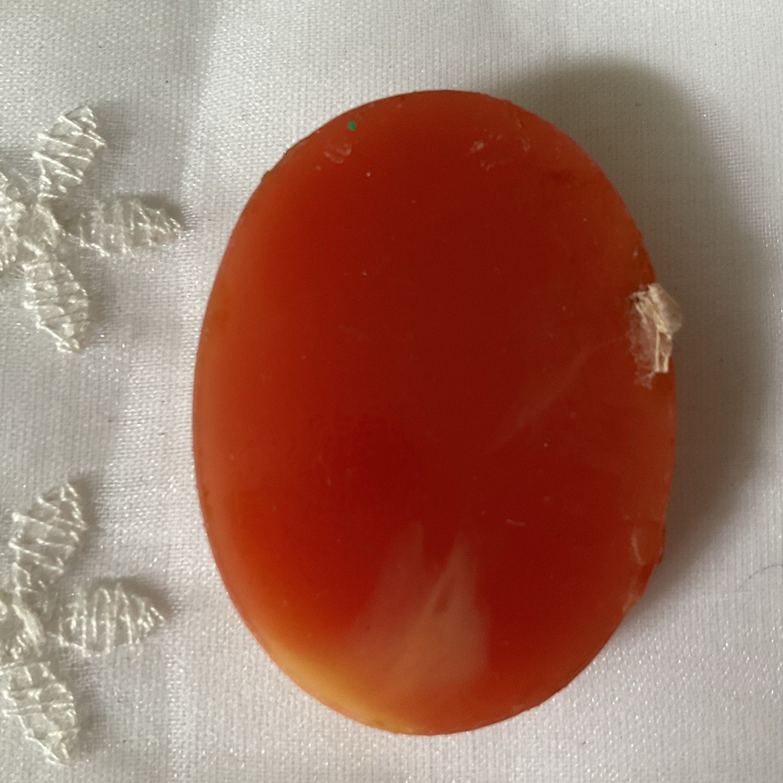 Cameo Orange White Lady Portrait Unmounted 1-1/8″ Across 1-1/2″ Tall Plastic