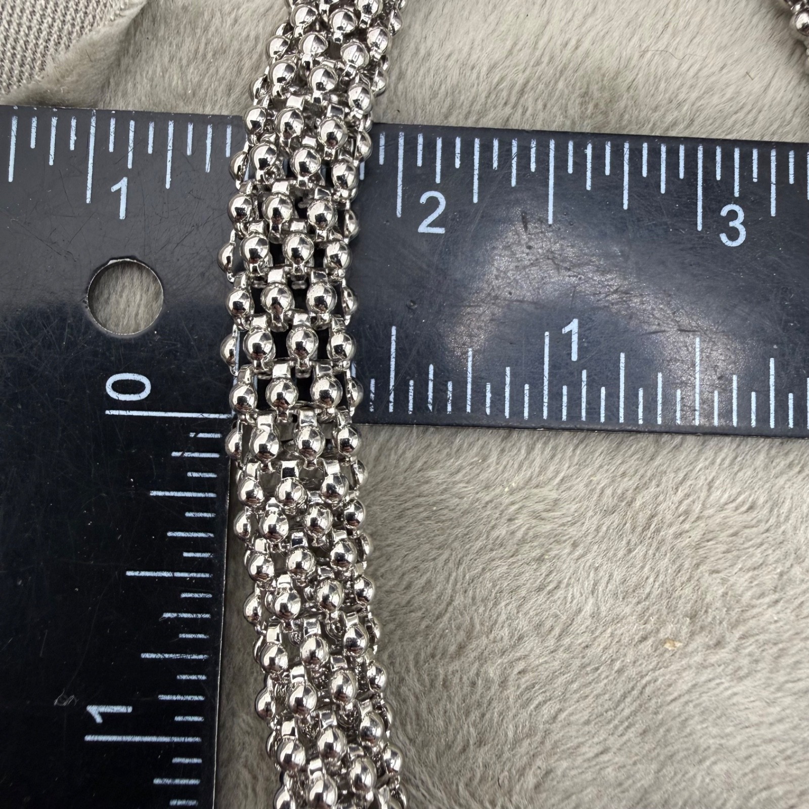 Popcorn Rope Necklace Silver Tone Magnetic 17”