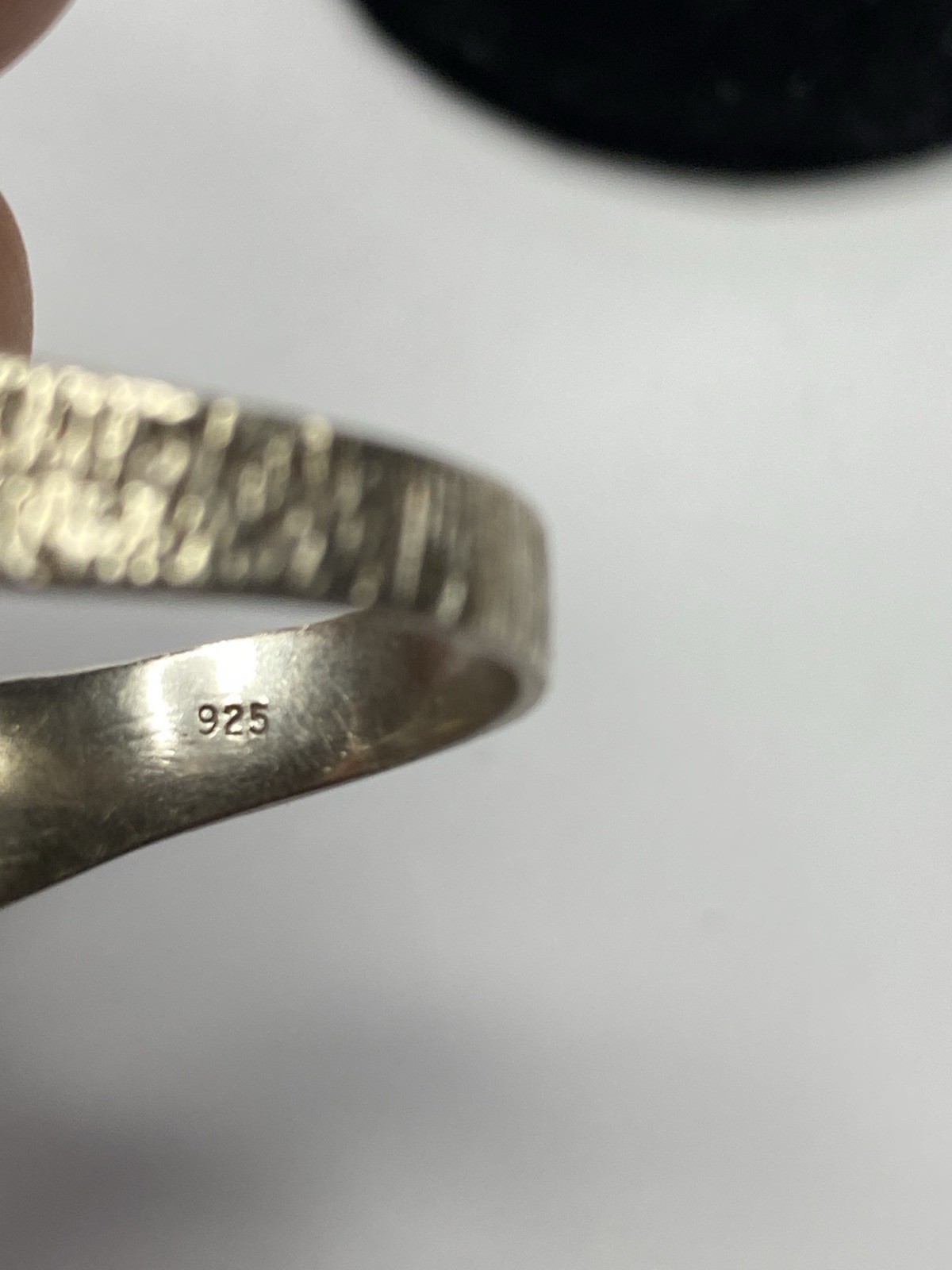 Vintage Half Loop Offset Textured 925 Silver Ring Rare Size 7.25 and 8 grams