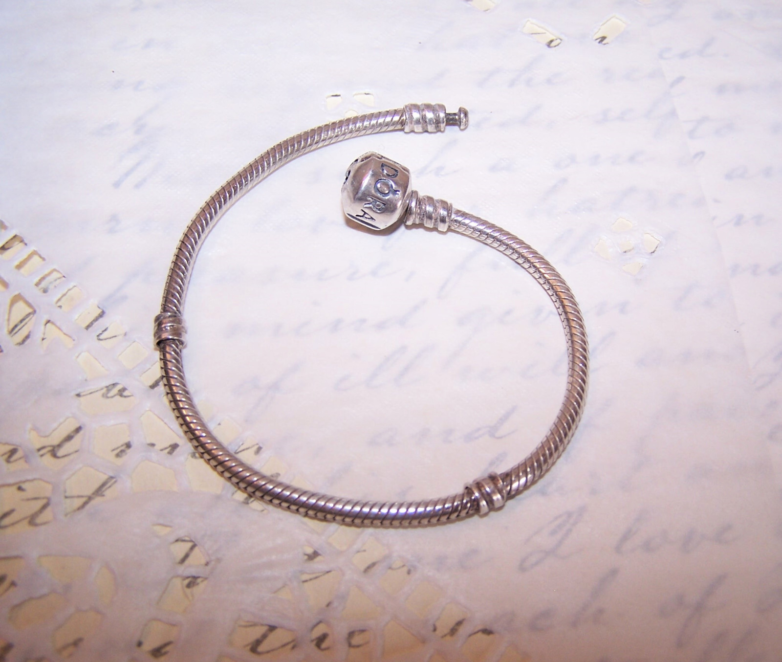 PANDORA Sterling Silver Starter Charm Bracelet – 8″ Length; 7-3/4″ Wearable
