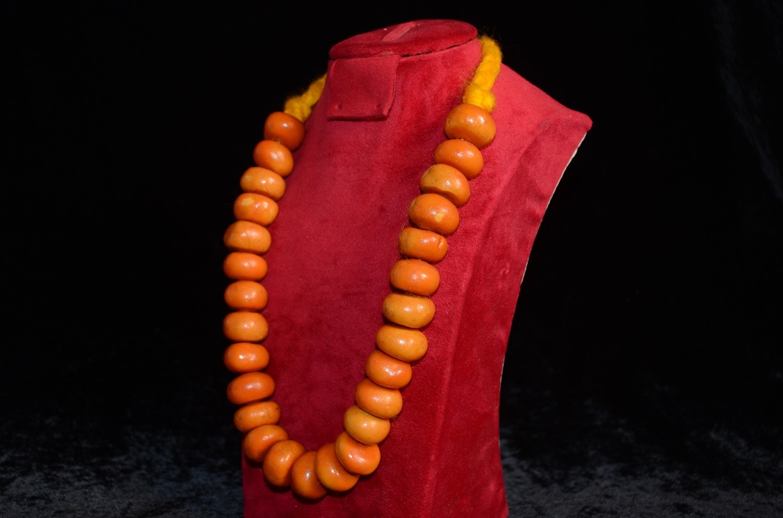 VTG Moroccan Necklace Coral Orange Berber Pendant Amber Handmade Beads African