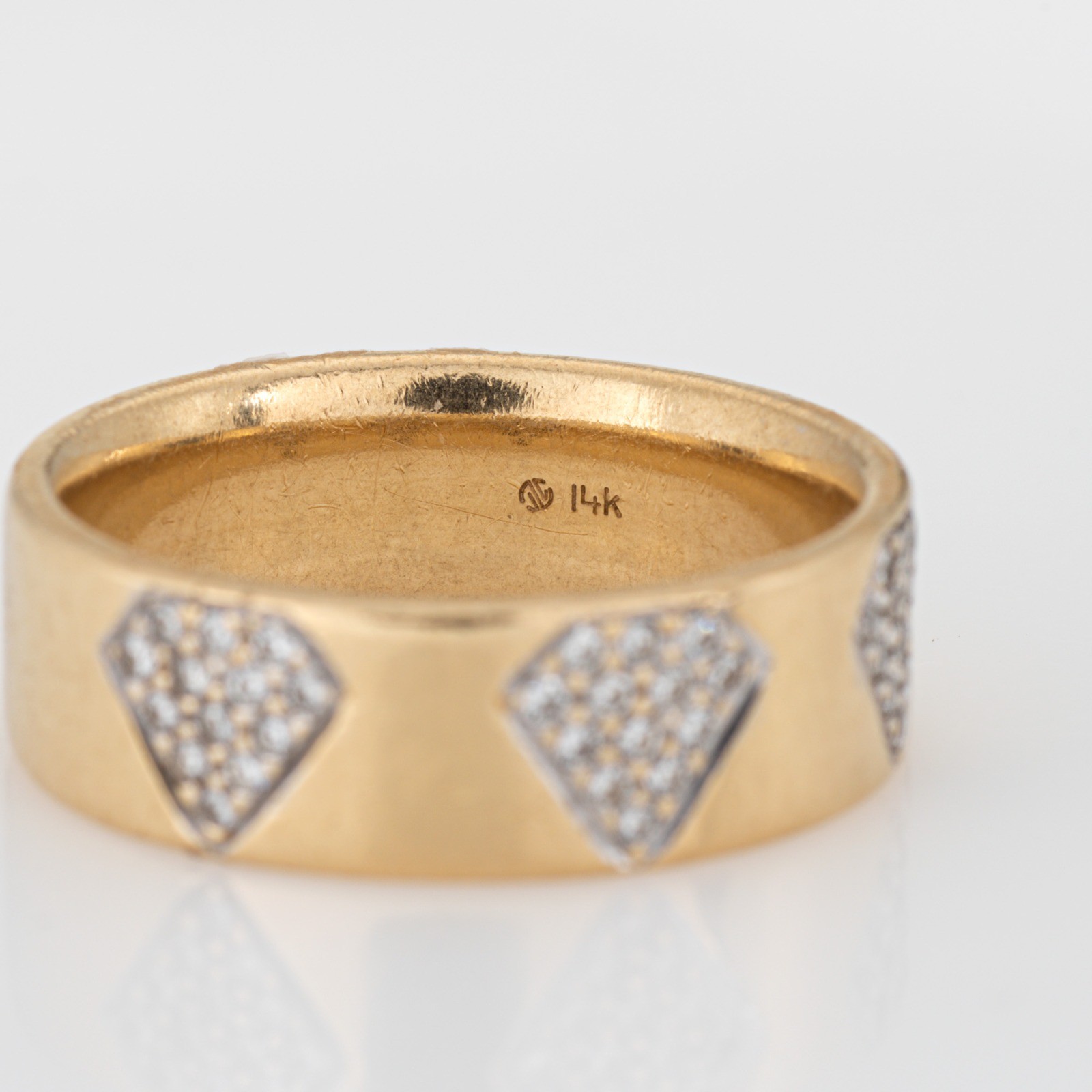 Diamond Cutout Band Sz 8.75 Ring Vintage 14k Yellow Gold Estate Fine Jewelry
