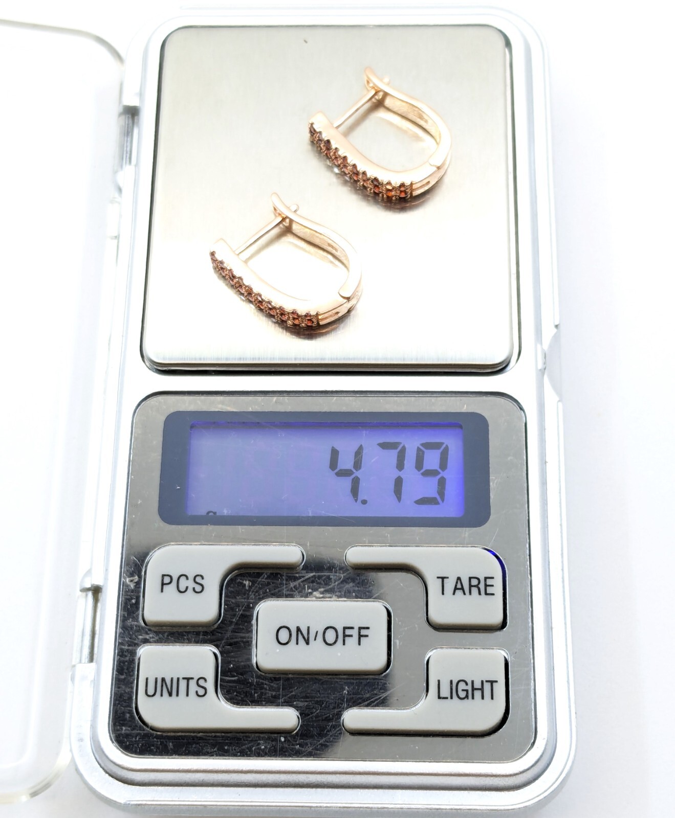 Vintage Luxury Earrings Sterling Silver 925 with Bright Red Stones -4.79g. | #16
