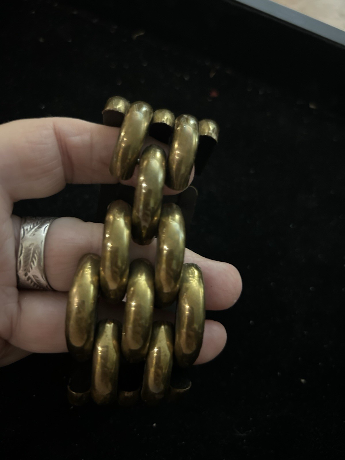 Vintage Bracelet Gerda Lynggaard Monies Resin & Metal Unusual Wide Bracelet