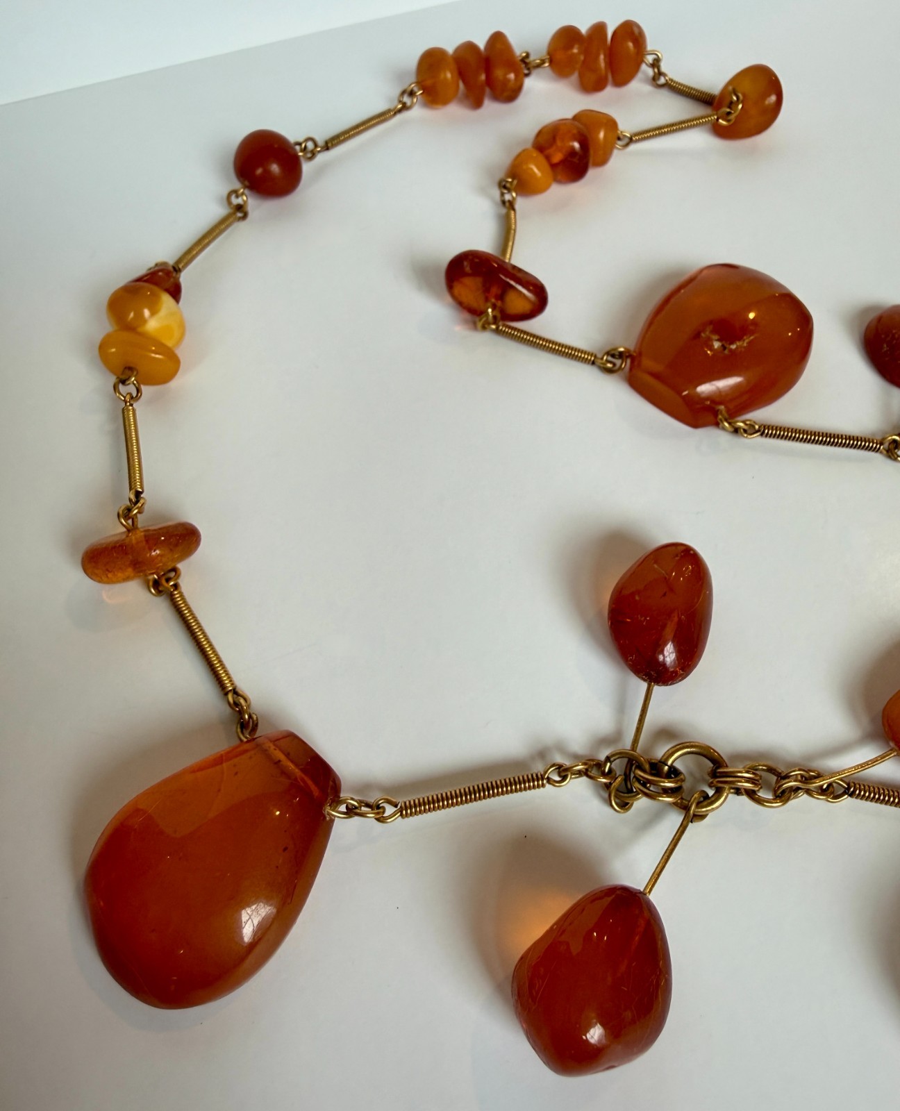 GORG Vintage Natural Egg Yolk Honey Cognac Baltic Amber Necklace 28″ EXC COND