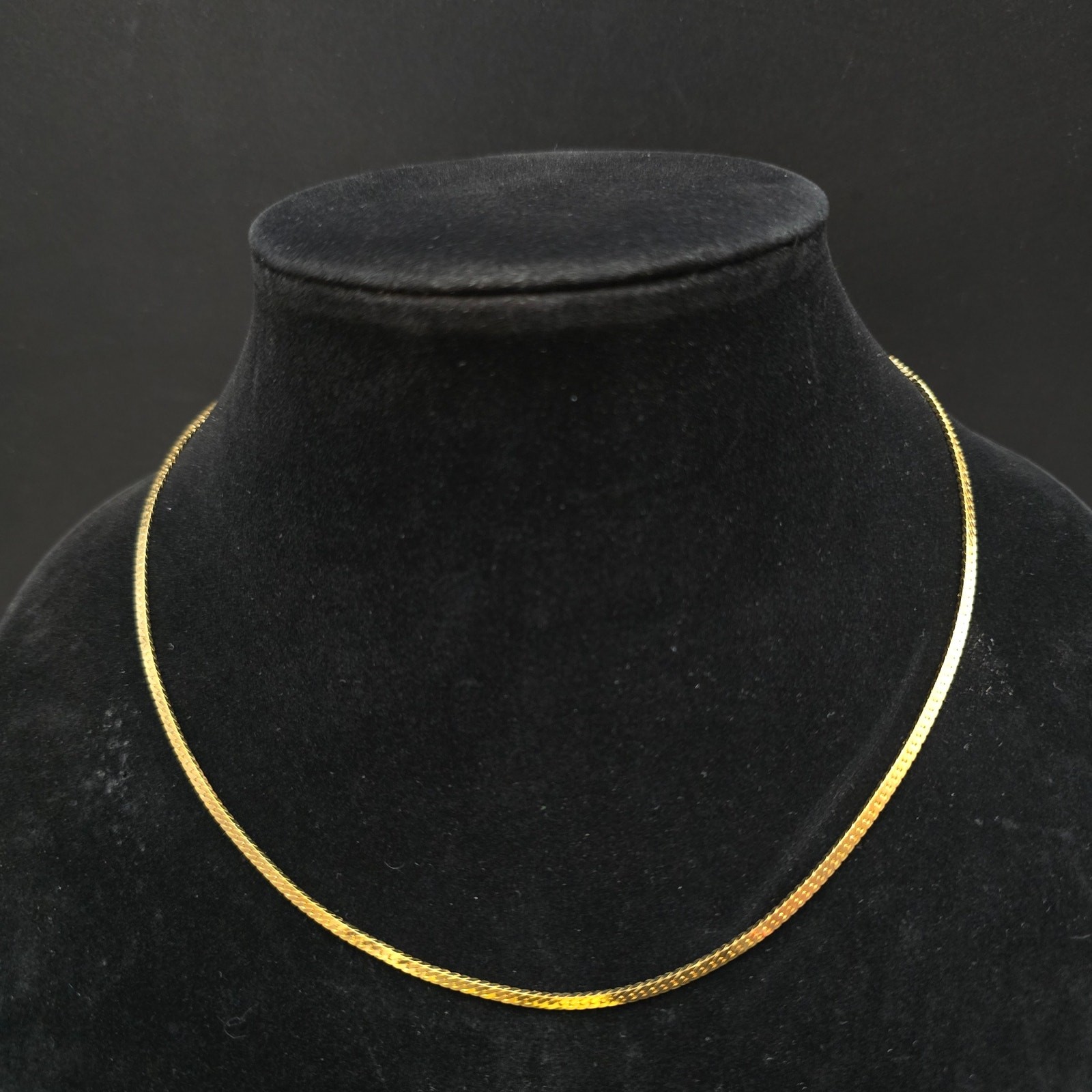 14K Gold Plated Herringbone Chain Necklace Gold Tone 18 Inch Costume Jewelry