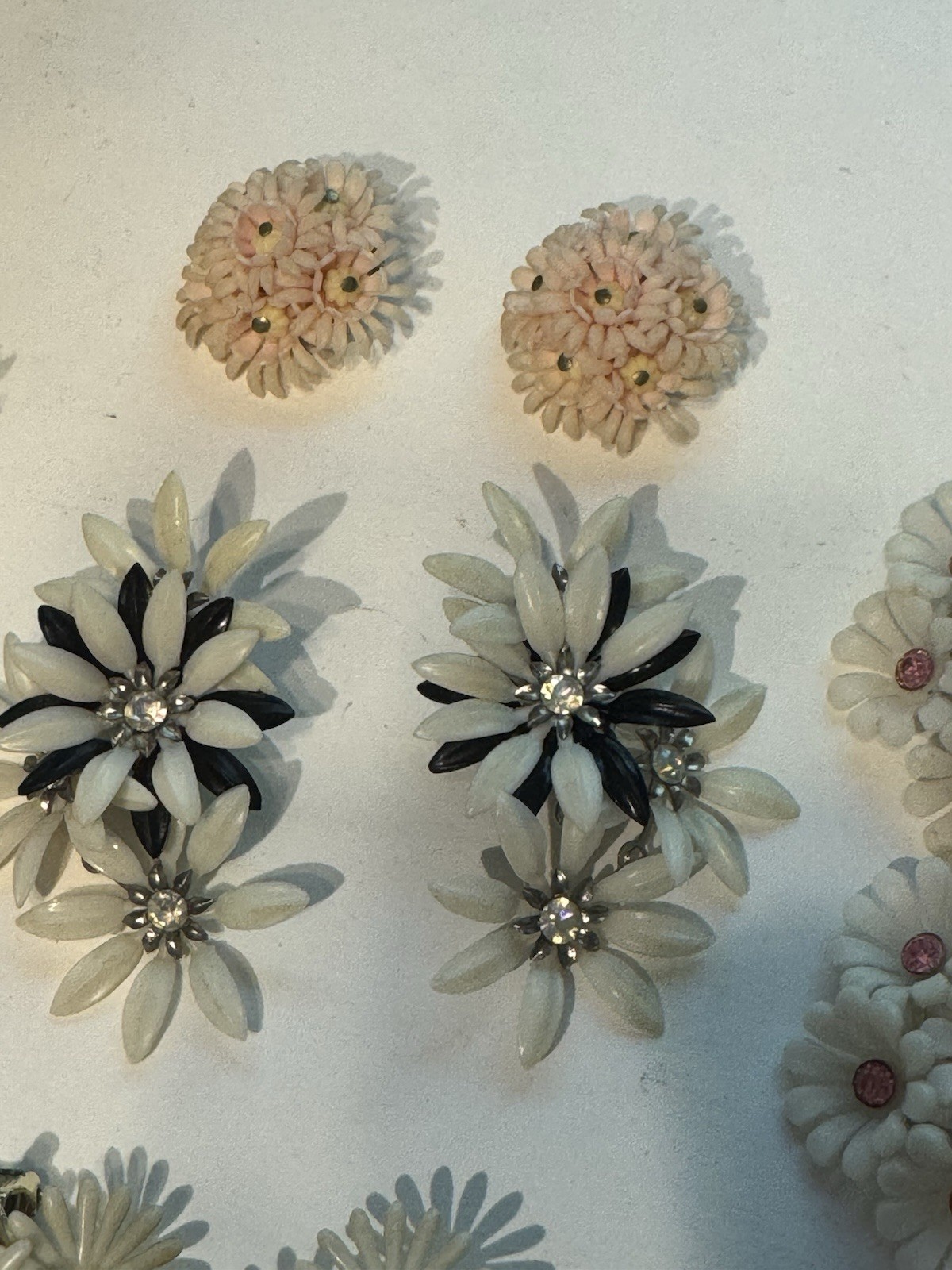 Vintage Jewelry Earring Lot Mid Century Clips Screwback Soft Plastic 5 Pair