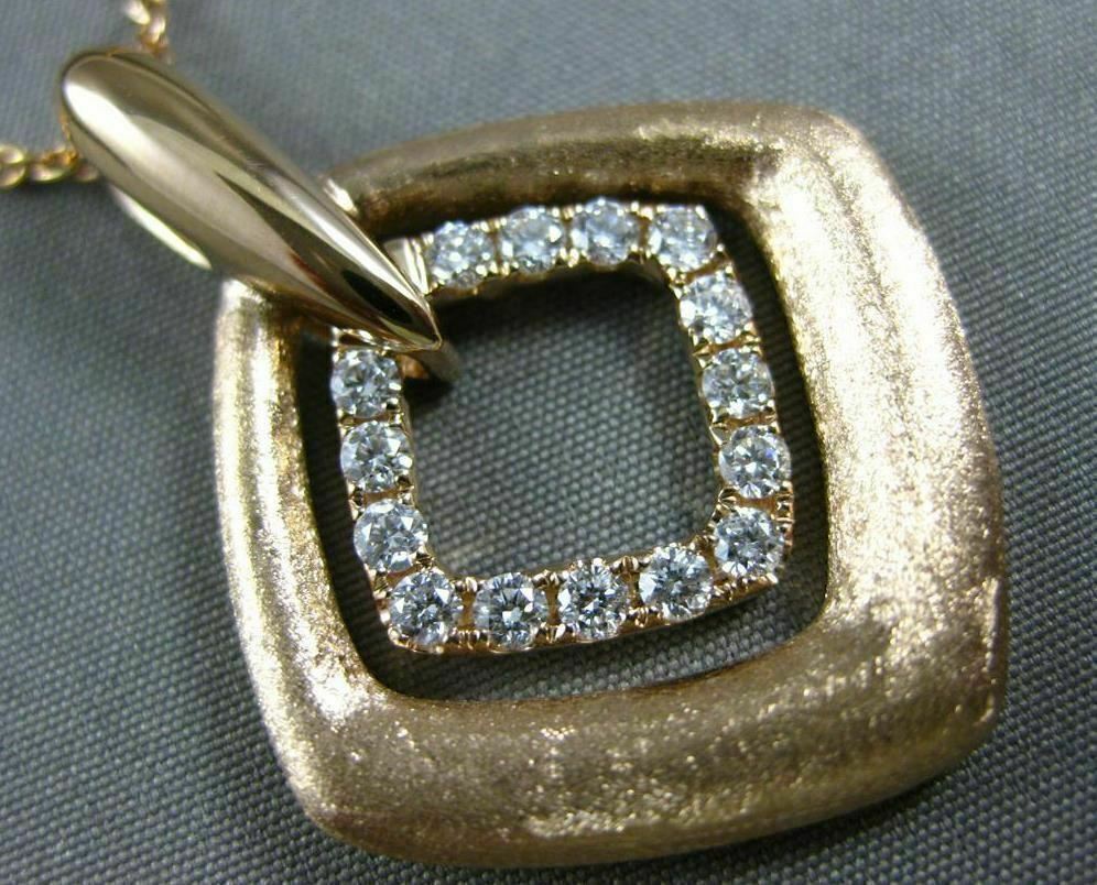 ESTATE LARGE .44CT DIAMOND 18K ROSE GOLD MATTE & SHINY DOUBLE SQUARE FUN PENDANT