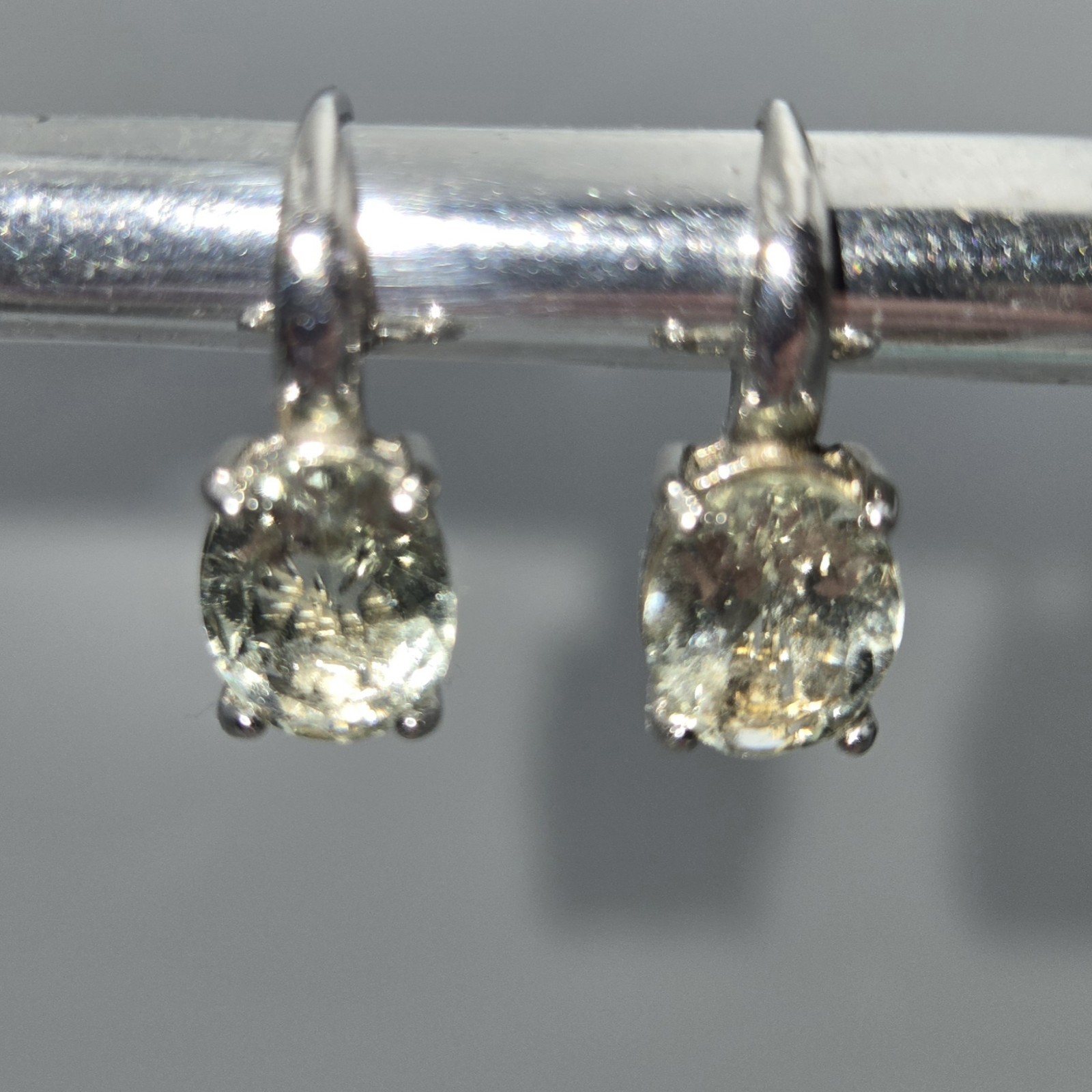 DBJ Dee Berkley Sterling Silver 925 Faceted Oval Lt Green Stone Earrings