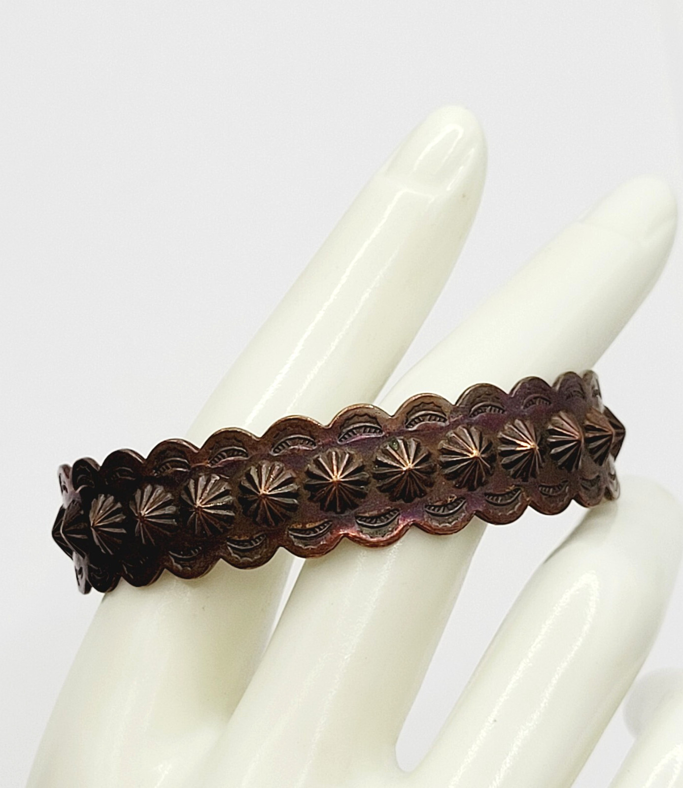 Copper Southwestern Concho Repousse Arrow Engraved Design SMALL Cuff Bracelet