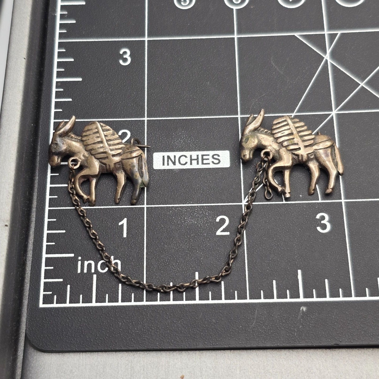 VTG Los Castillo Silver Donkey Brooch Partial 2 Mule Pin Mexico