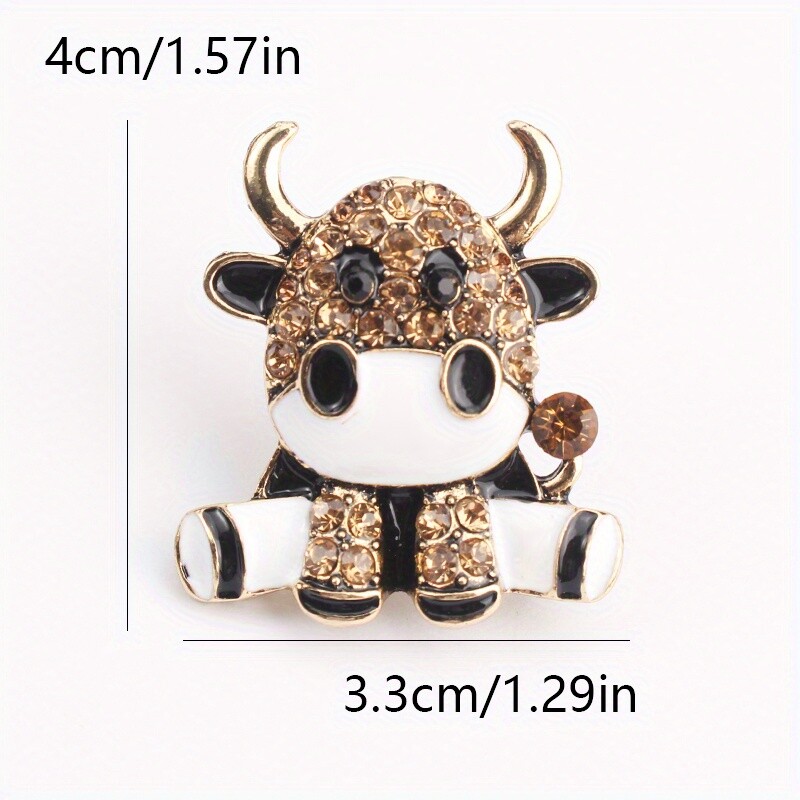 Cute Fashion Cartoon Creative Diamond Cow Brooch Women Men Jewelry Gift