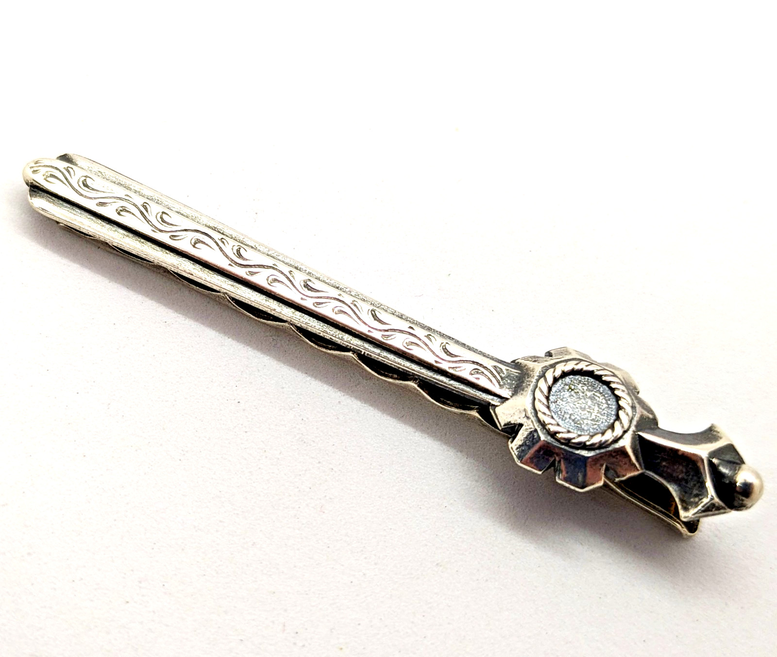 Vintage Luxury Soviet tie Clip made of ⭐875 Silver with the Star USSR hallmark#4