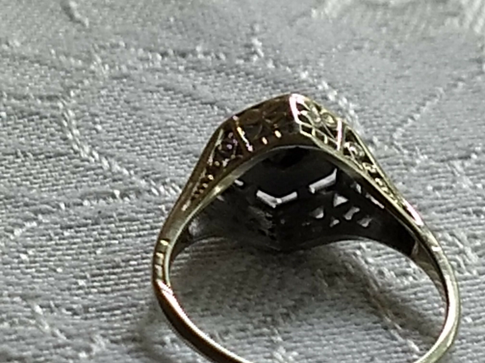 Antique Victorian 18K White Gold Filigree Small Solitaire Diamond Ring SZ 5 3/4