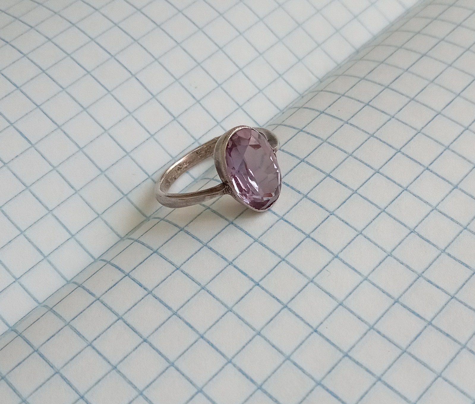 Vintage Beautiful Ring purple stone Silver 875 star USSR times Jewelry size 6.75