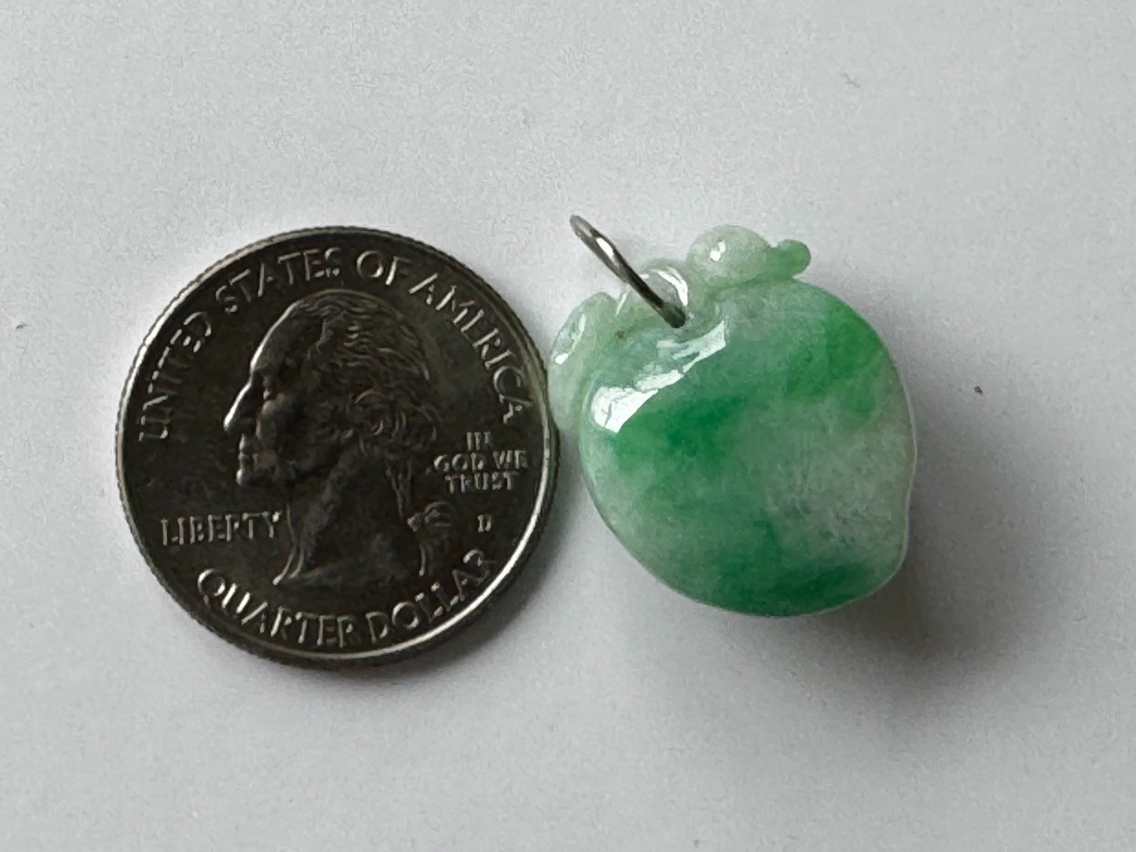 Vintage Hand-Carved Green Jadeite Jade Peach Pendant