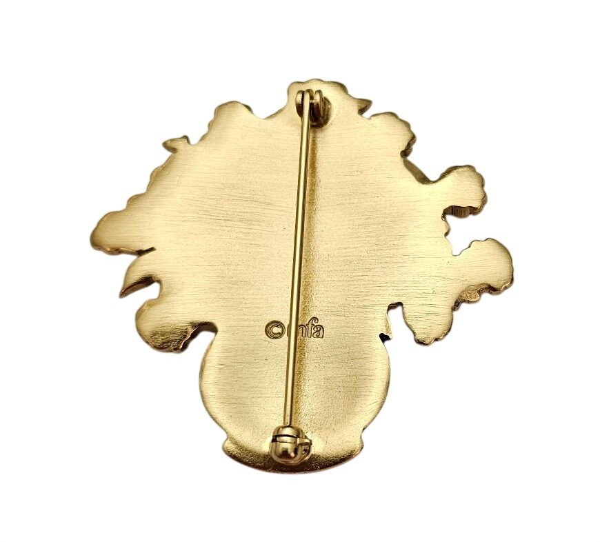 MFA Vase of Flowers Brooch, Multi-Colored Enamel Bouquet Pin Signed J790