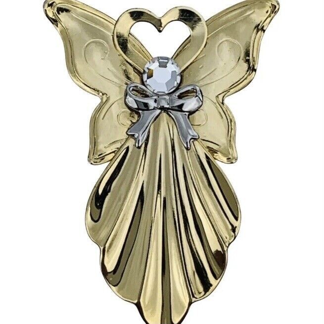 Vintage Angel Brooch 2.5″ Icy Angelcore Love Valentine Signed