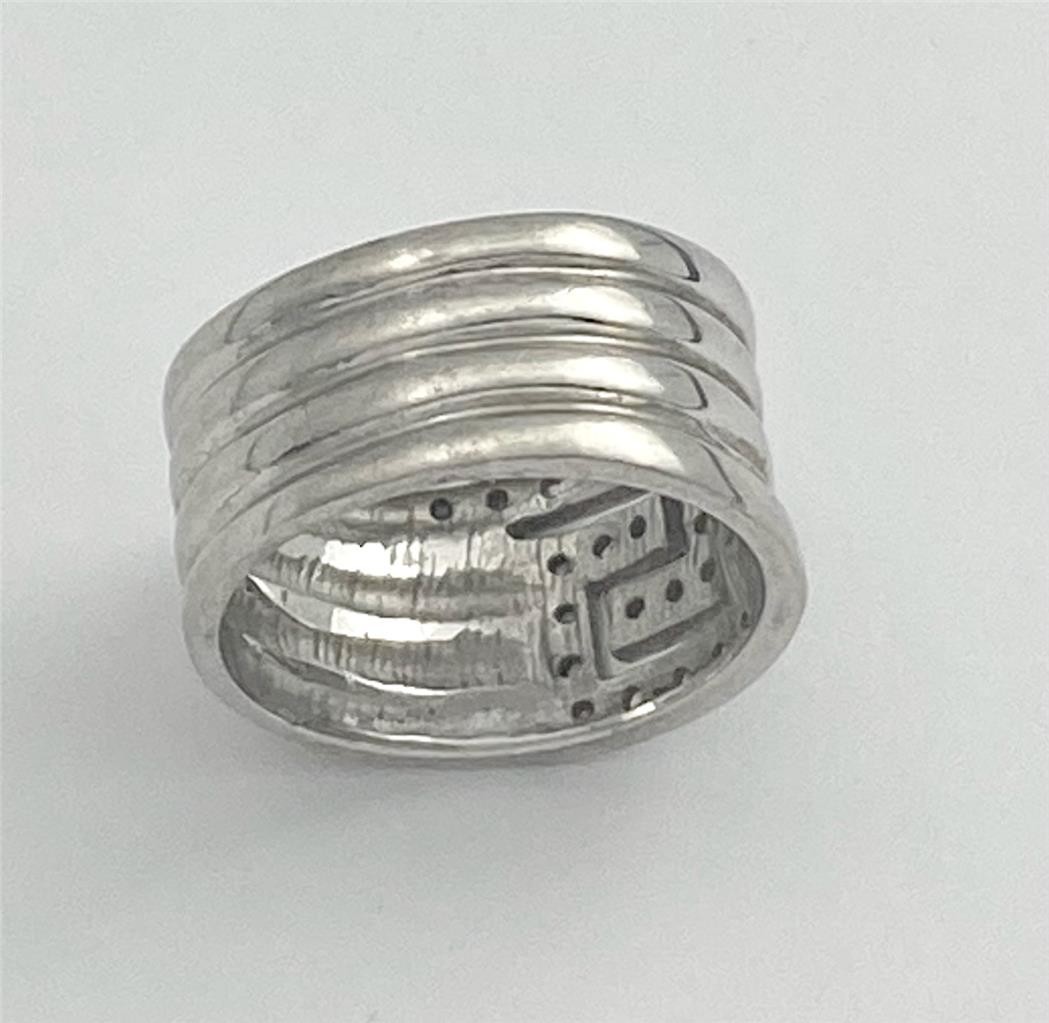 Vintage Seta 925 Sterling Silver Topaz Shiny Ribbed Ring Size 10