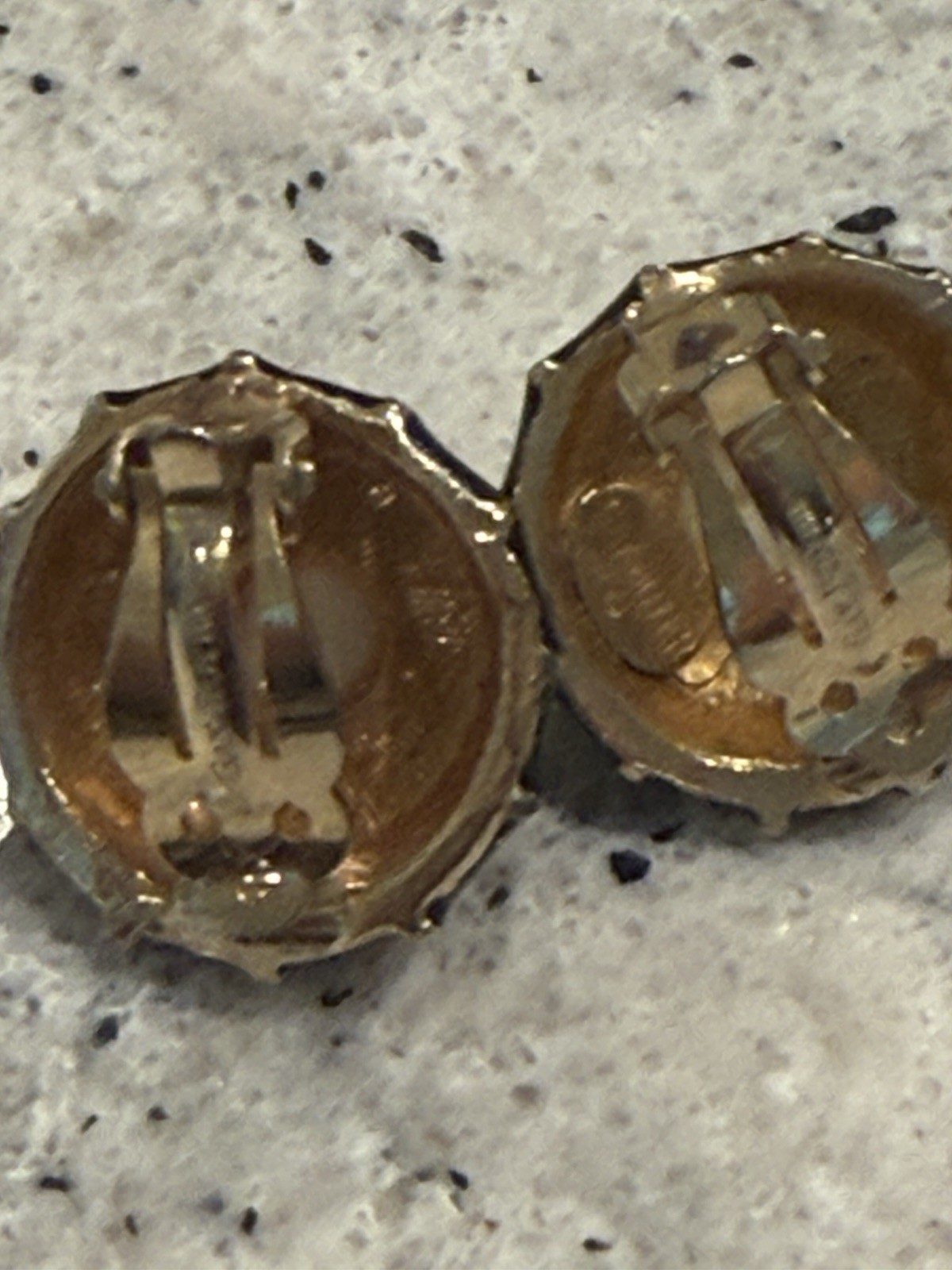 Vintage Gay Boyer Signed Black Enamel Faux Pearl Clip On Earrings Art Deco