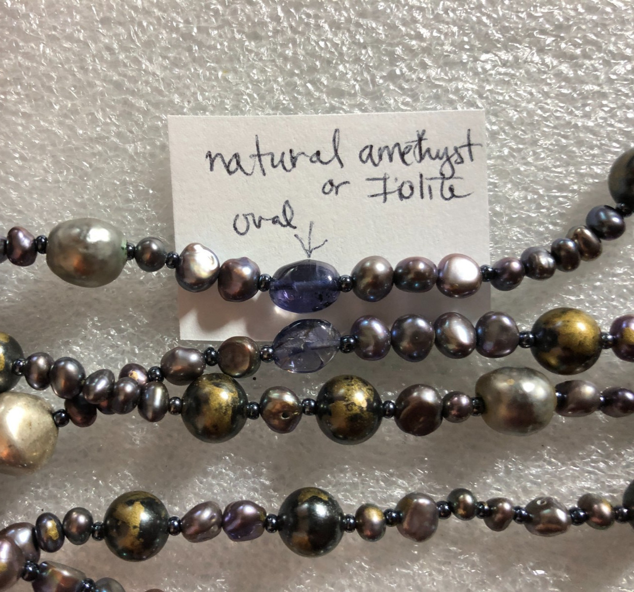 Genuine Pearl Endless Strand Necklace Peacock Metallic Natural Gemstones 94 8484