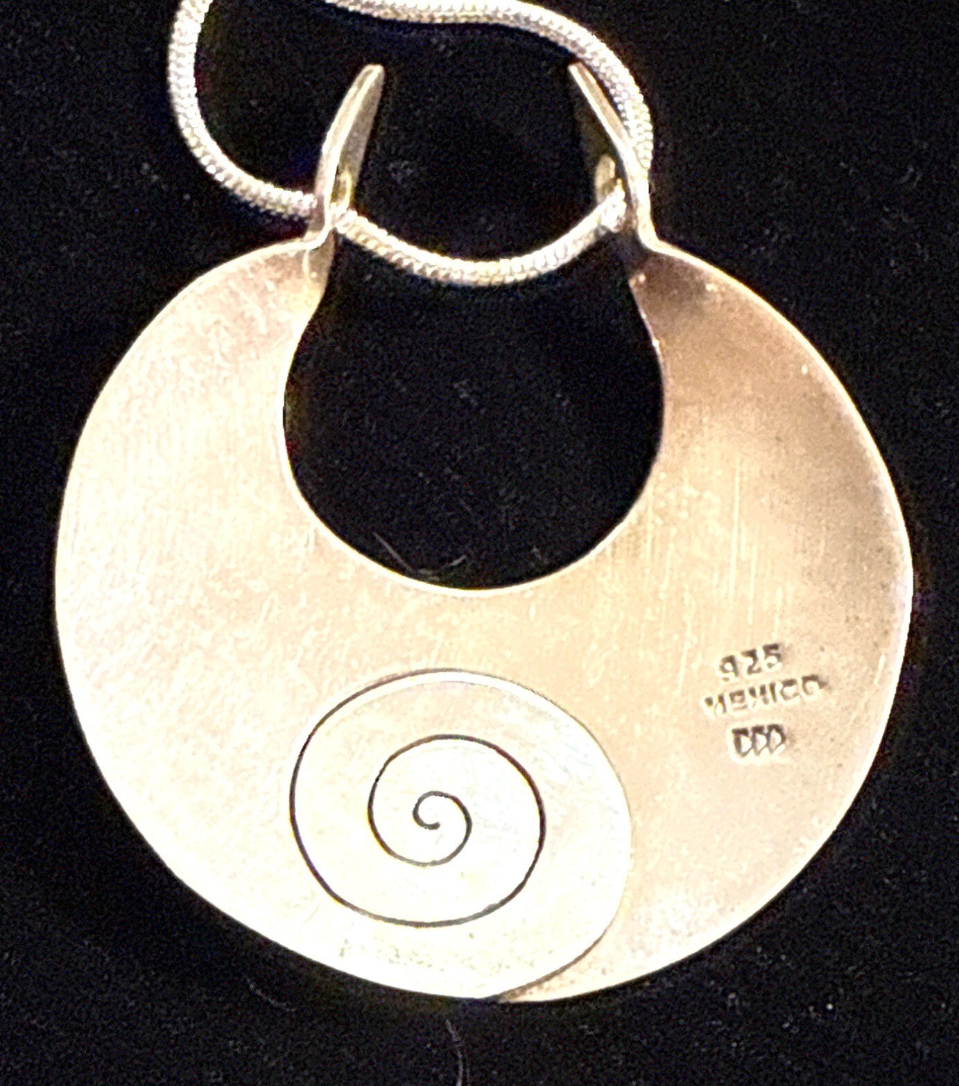 Vintage Dominique Dinouart 925 Sterling Silver Spiral Pendant Designer Necklace
