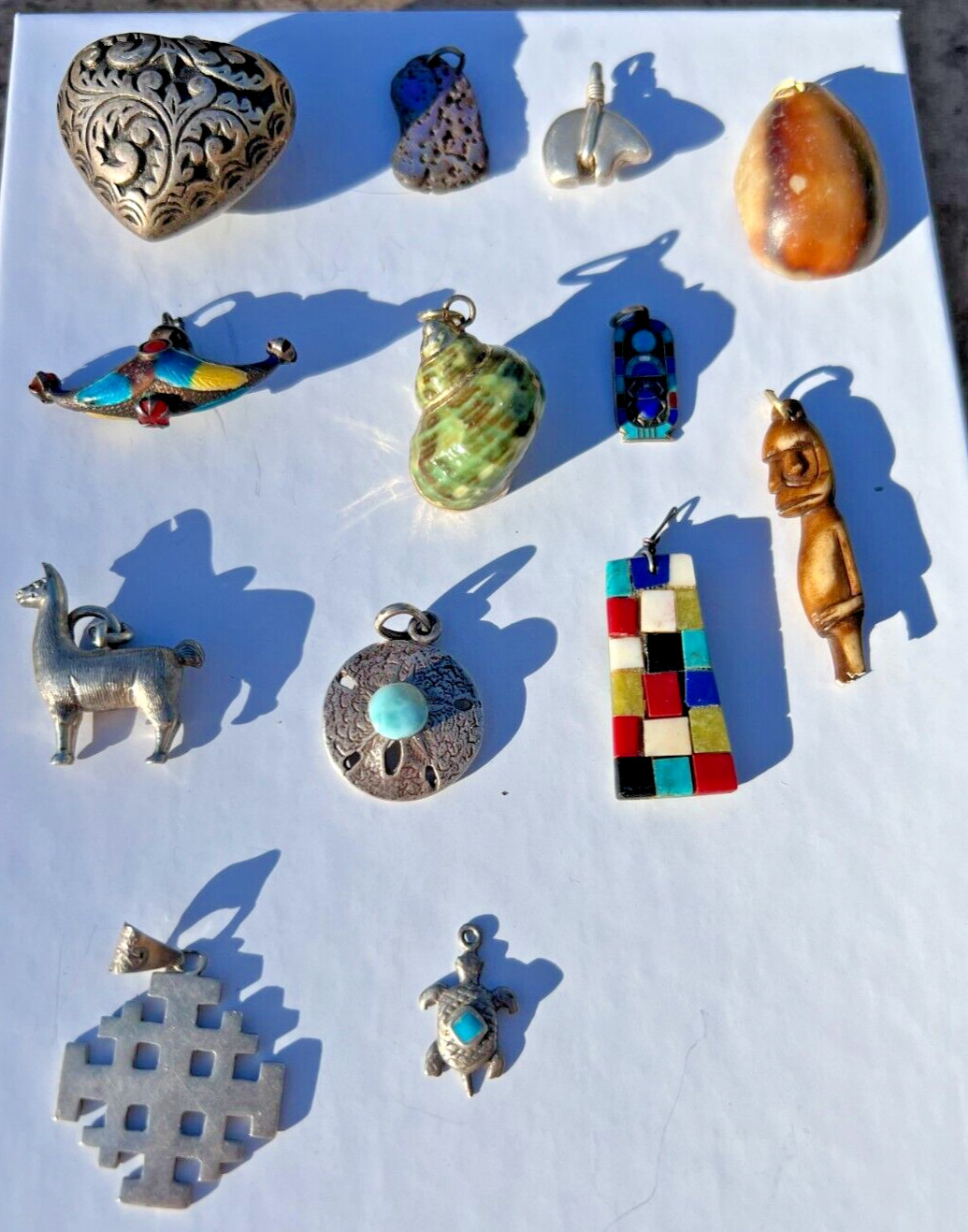 vintage jewelry pendants for necklaces, different shapes, materials, colors