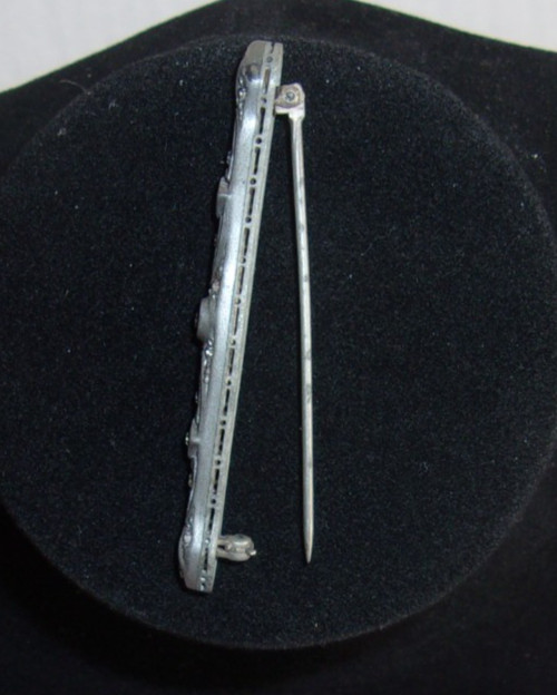 Vntg Art Deco Fishson SILVERITE Rhinestone 2.5″ Bar Brooch Pin